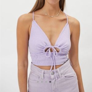Urban Outfitters Scarlett Smocked Tie-Front Cami - Lilac- size small- NWT